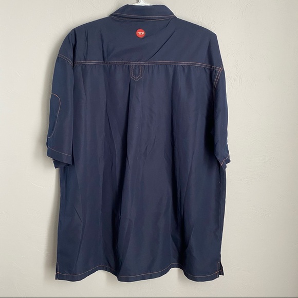 DIESEL Button Down Shirt Blue with Orange Accents - Picture 2 of 11